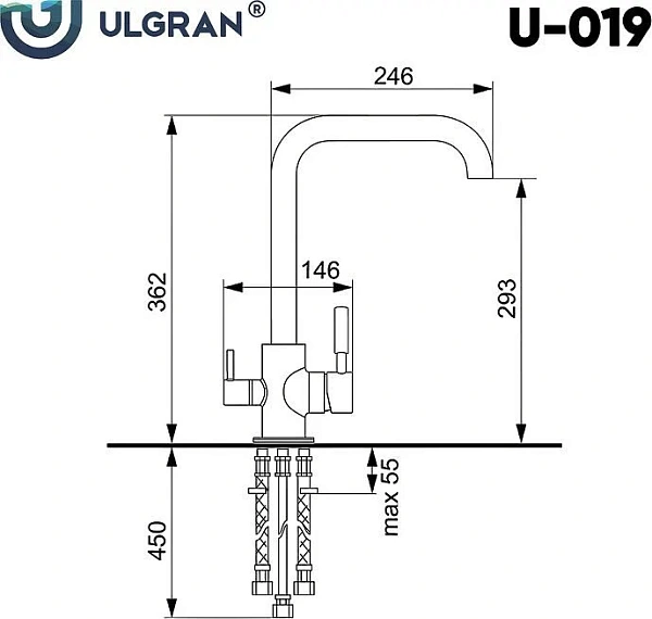 Смеситель Ulgran Classic U-019-307 для кухонной мойки фото 5