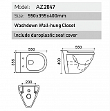 Унитаз Azario Trend AZ-2047 подвесной безободковый с микролифтом фото 3