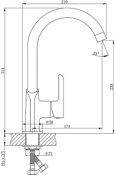 Смеситель Aquanika Logic AQL4034CR для кухонной мойки фото 2