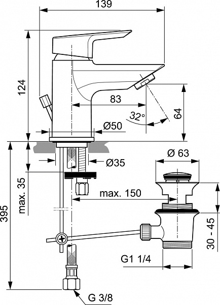 Смеситель Ideal Standard Tesi A6566AA для раковины с донным клапаном фото 4