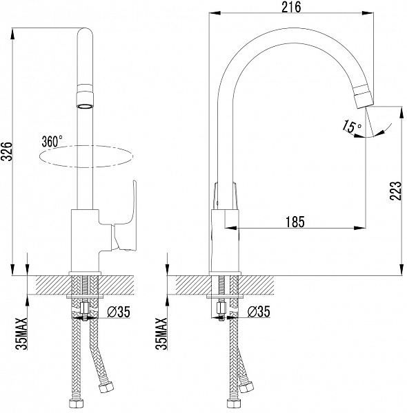 Смеситель Lemark Plus Factor LM1605C для кухонной мойки фото 2