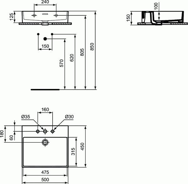 Раковина Ideal Standard Extra 50 см T388501 фото 2