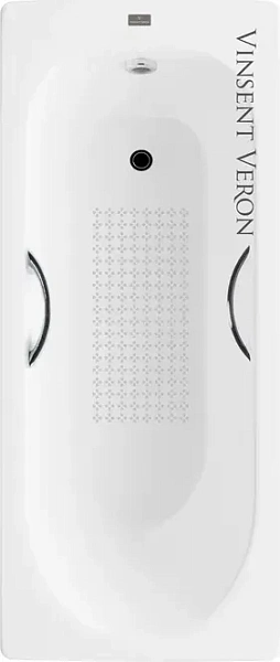 Чугунная ванна Vinsent Veron Soissons VCN1707042H/VH0015CH-AS с дугообразными хромированнами ручками и антискользящим покрытием фото 4