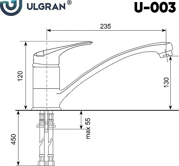 Смеситель Ulgran Classic U-003-307 для кухонной мойки фото 4