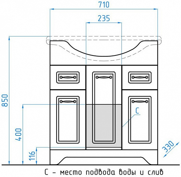 Мебель для ванной Style Line Олеандр-2 75 напольная рельеф пастель фото 8