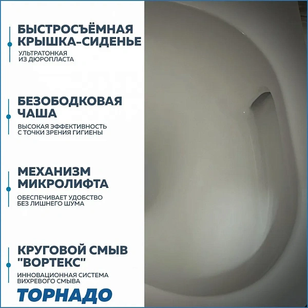 Унитаз приставной Teymi Milana HD W00094 приставной безободковый с микролифтом фото 2