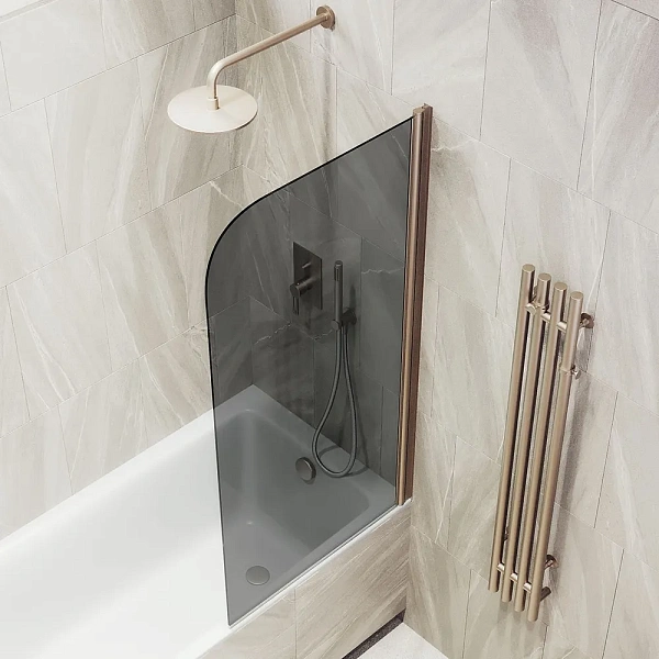 Шторка для ванны MaybahGlass 50x140 MGV-608-2 профиль бронза стекло графит фото 2