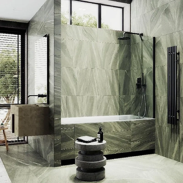 Шторка для ванны MaybahGlass 80x140 MGV-64-6ш профиль черный стекло бесцветное фото 3