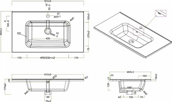 Раковина BelBagno Kraft 91 см LOV-900-LVB фото 3