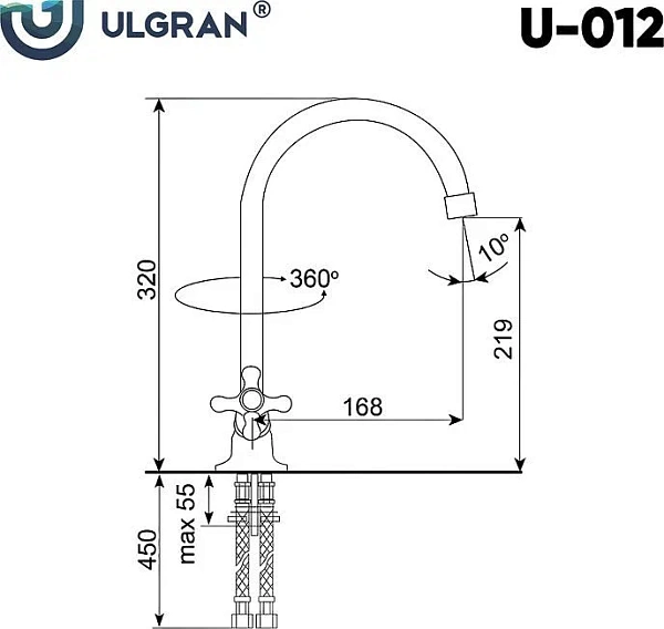 Смеситель Ulgran Classic U-012-308 для кухонной мойки фото 4