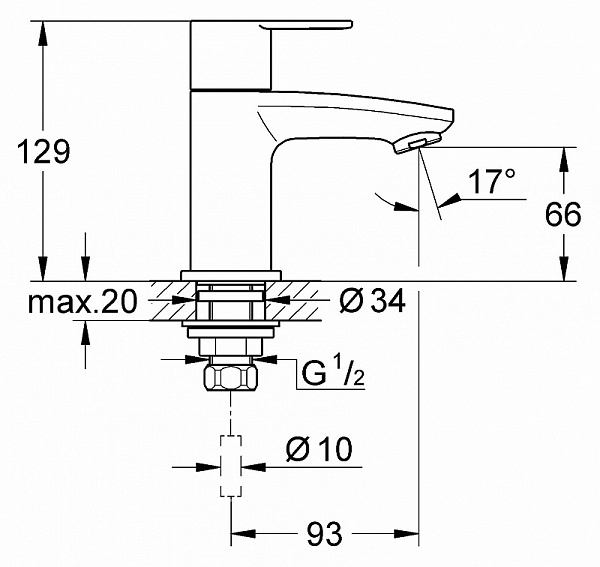 Вентиль Grohe Eurostyle Cosmopolitan 23039002 вертикальный фото 12