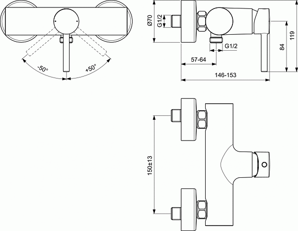 Смеситель Ideal Standard Ceraline BC200AA для душа фото 2