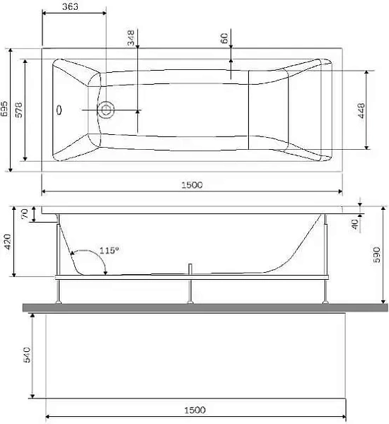 Фронтальная панель для ванны 150x70 AM.PM Gem W93A-150-070W-P фото 4