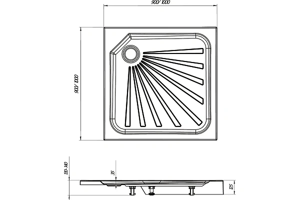 Душевой поддон 1Marka Quadro 90x90 01пкв90 квадратный фото 2