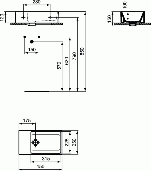 Раковина Ideal Standard Extra 45 см T391901 фото 4