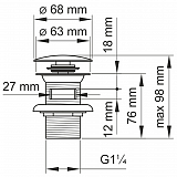 Донный клапан для раковины WasserKRAFT A073 хром фото 2