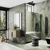 Шторка для ванны MaybahGlass 60x140 MGV-615-6 профиль черный стекло сатин фото 4