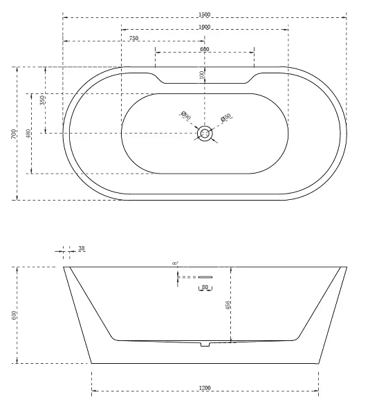 Акриловая ванна ABBER 150x70 AB9299-1.5 фото 3