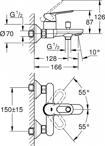 Смеситель Grohe BauLoop 23603000 для ванны с душем фото 2