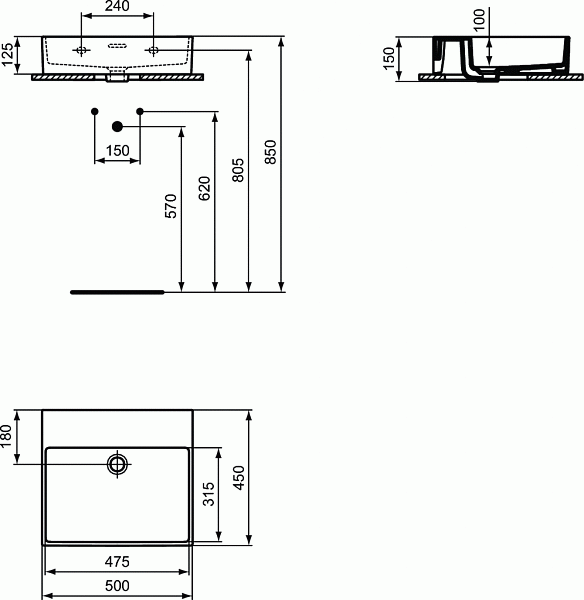 Раковина Ideal Standard Extra 50 см T388601 фото 3