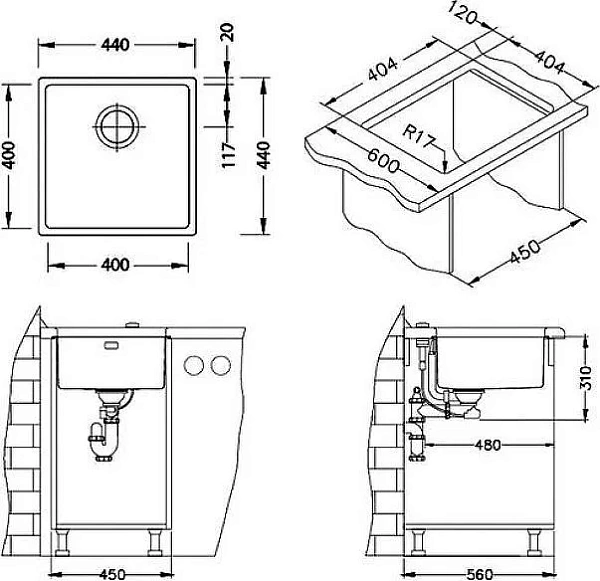 Мойка для кухни Alveus Kombino 45 см 1100235 фото 10