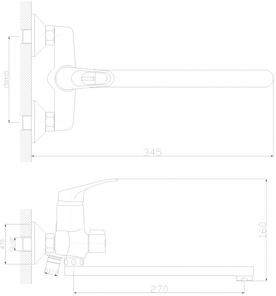 Смеситель Decoroom DR37 DR37043 для ванны с душем фото 2