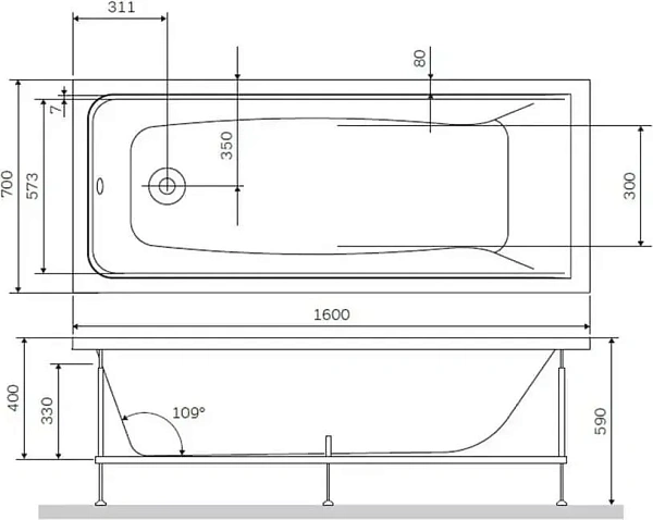 Акриловая ванна AM.PM Gem 160x70 W90A-160-070W-A фото 13