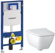 Унитаз Geberit Smyle Square 500.683.01.1 безободковый и инсталляция Duofix 111.300.00.5